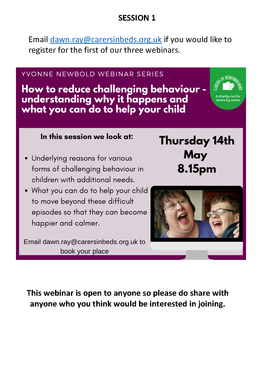 Webinar from Carers in Bedfordshire