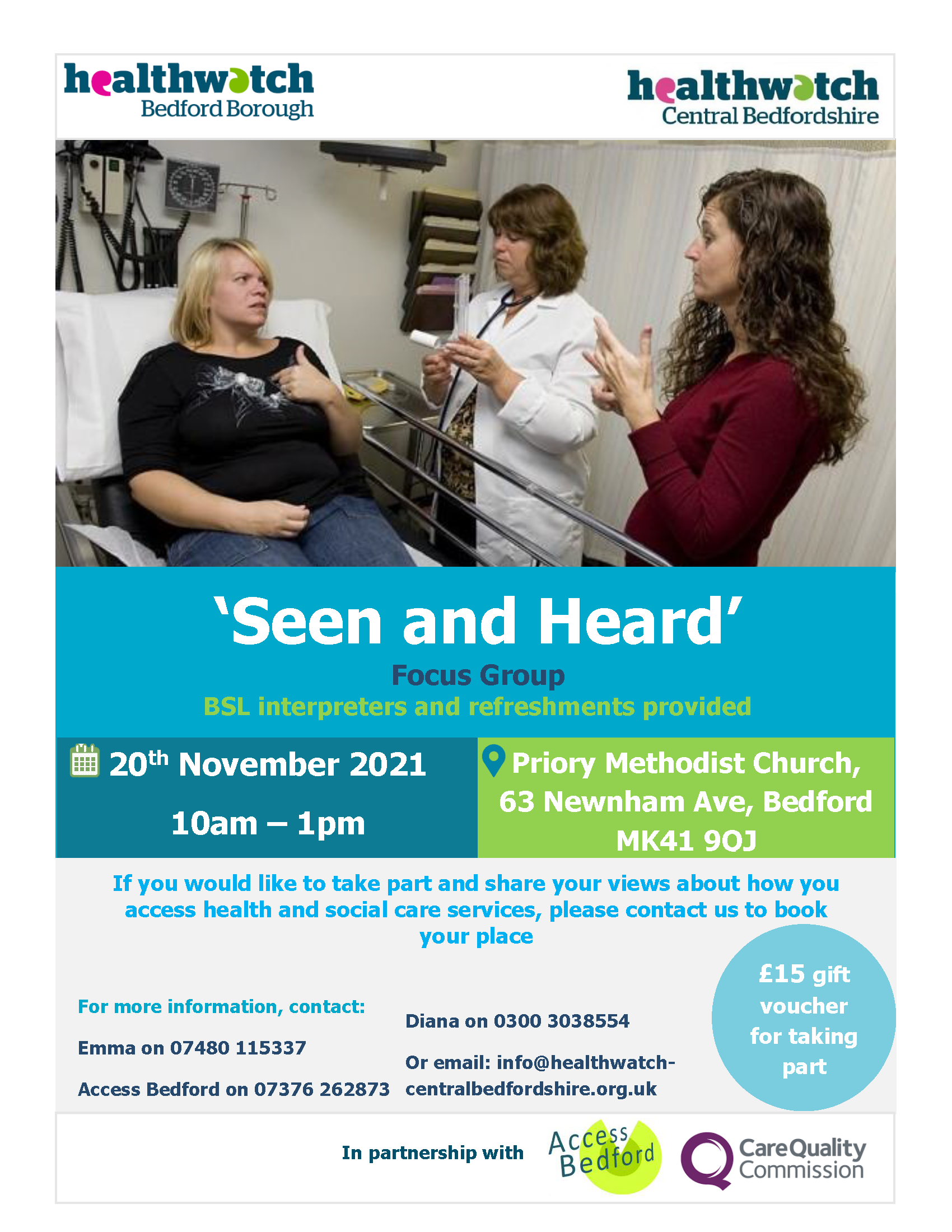 Seen and Heard focus group event poster